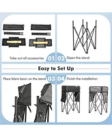 2 Pieces Folding Camping Tables with Large Capacity Storage Sink