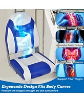 2 Pieces High Back Folding Boat Seat Set with Sponge Cushion