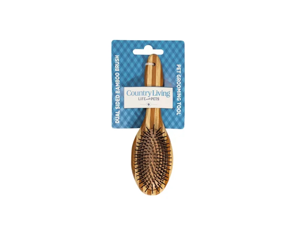 Country Living Dual-Sided Natural Wood Dog Brush