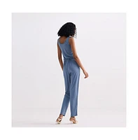Relaxed Drawstring Jumpsuit Blue