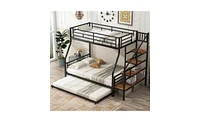 Space-Saving Metal Bunk Bed with Trundle and Storage Steps