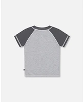 Deux par Boys Short Sleeve Rashguard Dark And Light Gray