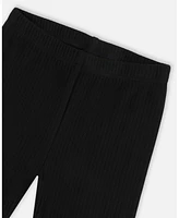 Deux par Baby Girls Ribbed Leggings Black