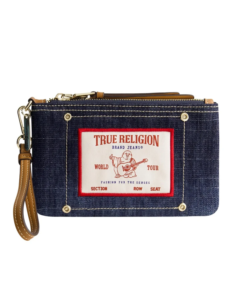 True Religion Buddha Patch Denim Wristlet