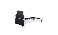 Upholstered Platform Bed with Animal Paw Shaped Headboard and Led