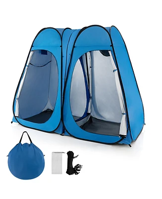 Oversized Pop Up Shower Tent with Window Floor and Storage Pocket