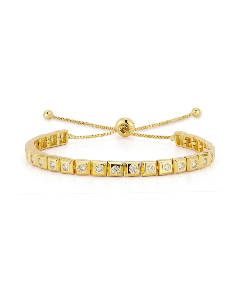 Rachel Zoe Gold Plated Adjustable Square Tennis Bracelet