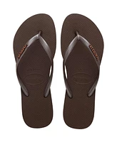 Havaianas Women's Slim Logo Metallic Round Toe Sandals