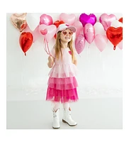 Sweet Wink Little and Big Girls Pink Petal Valentine's Day Short Sleeve Tutu Dress