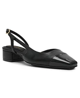 Anne Klein Women's Nia Block Heel Cap Toe Slingback Flats