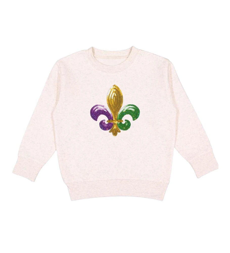 Sweet Wink Toddler Girls Mardi Gras Fleur De Lis Patch Sweatshirt