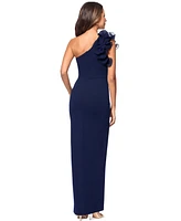 Xscape Women's Ruffled One-Shoulder Side-Slit Gown