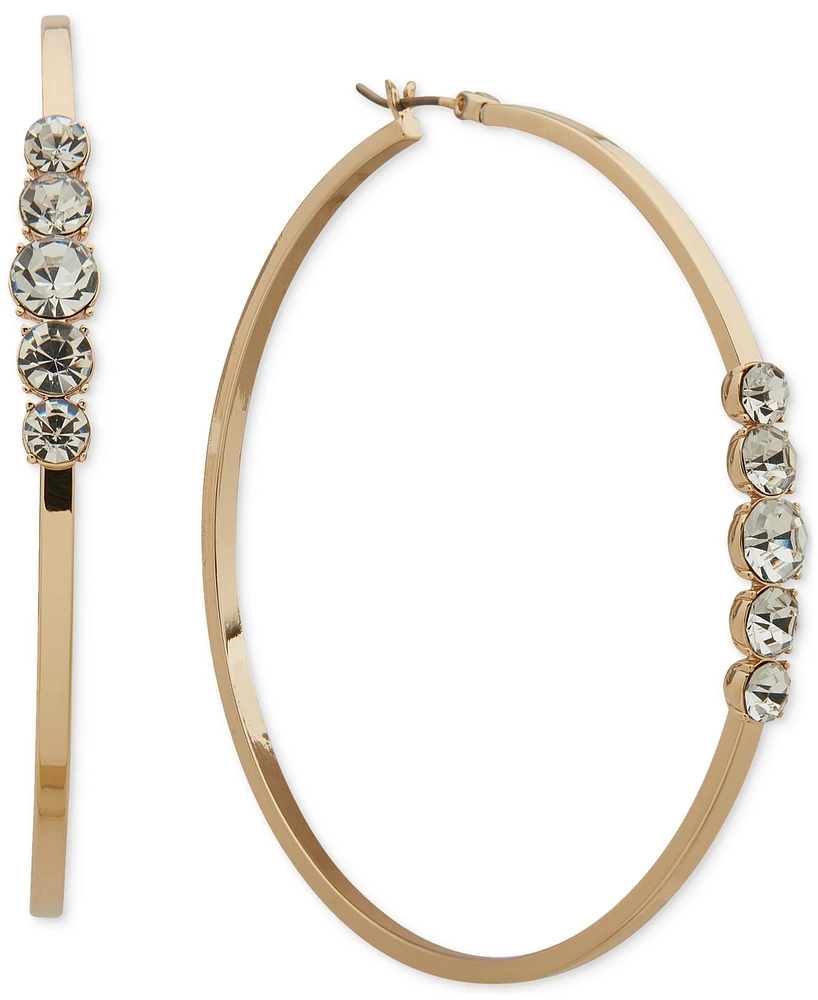 Karl Lagerfeld Paris Crystal Stone Large Hoop Earrings, 2.37"