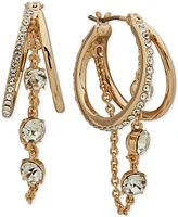 Karl Lagerfeld Paris Dangling Stone Swag Split Hoop Earrings