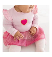 Sweet Wink Baby Girls Pink Petal Valentine's Day Long Sleeve Tutu Bodysuit