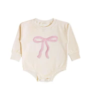 Sweet Wink Baby Girls Coquette Bow Patch Long Sleeve Romper