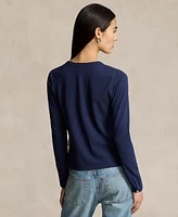 Polo Ralph Lauren Women's Stretch Mesh Cotton Crewneck Cardigan Top
