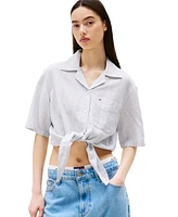 Tommy Jeans Women's Cotton-Linen Short-Sleeve Shirt