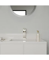 Waterfall Single Handle Single Hole Modern Bathroom Faucet Bathroom Drip-Free Vanity Rv Sink Faucet in Brushed Nickel