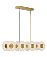 Sync 37" Modern Pendant Chandelier Ceiling Light Fixture Dining Room Over Table Kitchen Island Foyer Hanging Linear 14-Light Led Soft Gold Finish Alab