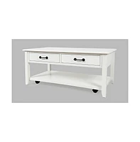 North Fork Acacia 2 Drawer Coffee Table with Casters