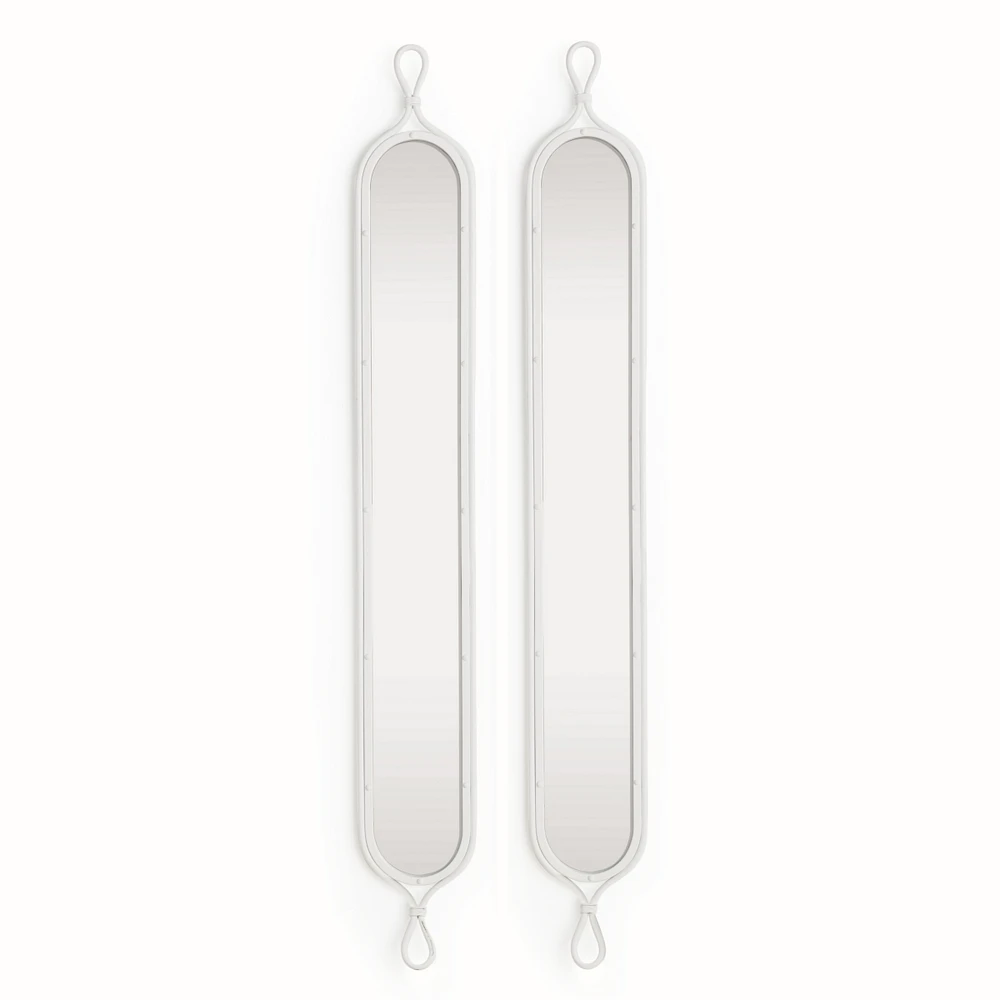 58.5"H x 0.75"D x 7.75"W Silver Framed Tall Narrow Full Length Wall Mirrors Set of 2