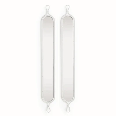 58.5"H x 0.75"D x 7.75"W Silver Framed Tall Narrow Full Length Wall Mirrors Set of 2