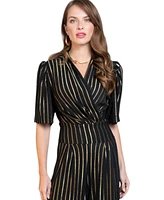HotSquash London Women's Gold Stripe Wide Leg Jumpsuit
