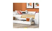 Daybed with Storage Arms, Trundle, and Built-In Charging Station