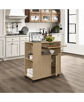 Kings Brand Furniture Alaina Kitchen Island Rolling Cart on Wheels with Storage Cabinet