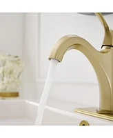 Single-Handle Single-Hole Farmhouse Bathroom Faucet Drip-Free Lavatory Rv Sink Brushed Gold