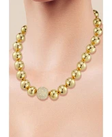 Rachel Zoe Gold Plated Statement Pave Ball Chain Necklace