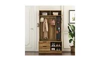 Hall Tree – Entryway Storage with Hooks and Bench for Coats, Shoes, and Accessories