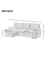 Upholstery Sleeper Sectional Sofa with Storage Bags and 2 cup holders on Arms