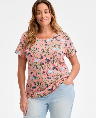 Style & Co Plus Size Printed Scoop-Neck Top, Exclusively at Macy's