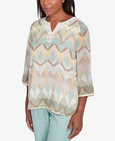 Alfred Dunner Women's Kensington Gardens Chevron Textured Top