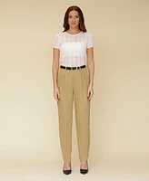Avec Les Filles Women's High-Waisted Belted Tapered Pants