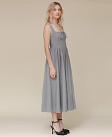 Avec Les Filles Women's Gingham Drop-Waist Midi Dress