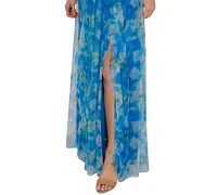 Adrianna Papell Women's Sweetpea Mixed-Media Gown