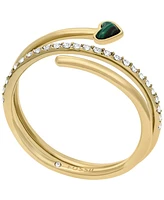 Fossil Modern Meadows Malachite Prestack Heart Ring