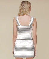 Avec Les Filles Women's Sweetheart-Neck Striped Sleeveless Shirt