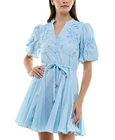 Taylor Petite Cotton Soutache Fit & Flare Shirtdress