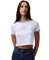 Calvin Klein Jeans Women's Cropped Logo Ringer T-Shirt