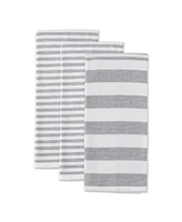 Design Imports Mineral French Terry Nautical Stripe Cotton Dishtowel 3 Pack Set, 18" x 28"