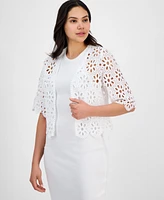 Robbie Bee Women's Floral Lace Open-Front Shrug