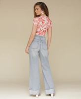 Avec Les Filles Women's Floral-Print Fitted T-Shirt