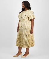 Anne Klein Plus Pull-On Pleated Midi Skirt