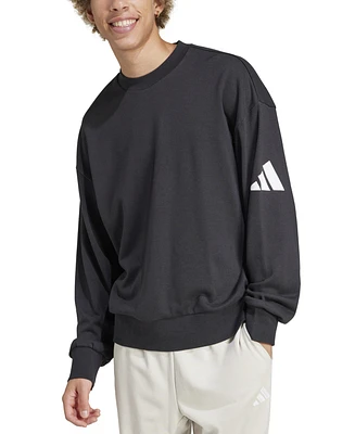adidas Men's Essentials Three Bar Loose-Fit French Terry Sweatshirt