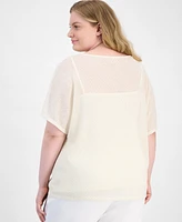 Anne Klein Plus Metallic Layered-Look Top