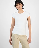 Boss Orange Women's Crewneck Cutout-Back Cap-Sleeve Top